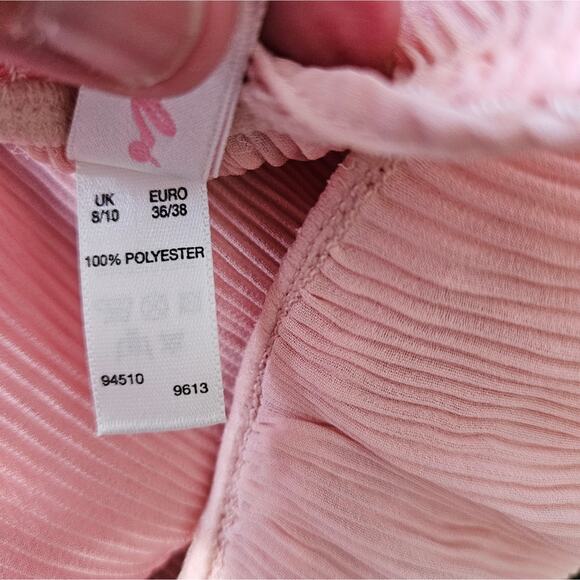 Vintage Pink Accordion Pleated Plunge V NecklineThin Strap Nightie Babydoll Y2K - Picture 11 of 12